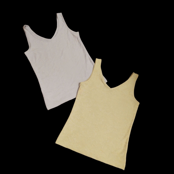 Like New Bundle Of 2 Joe Fresh Women's Tank Tops - Pale Blue And Yellow Size L - Picture 1 of 7